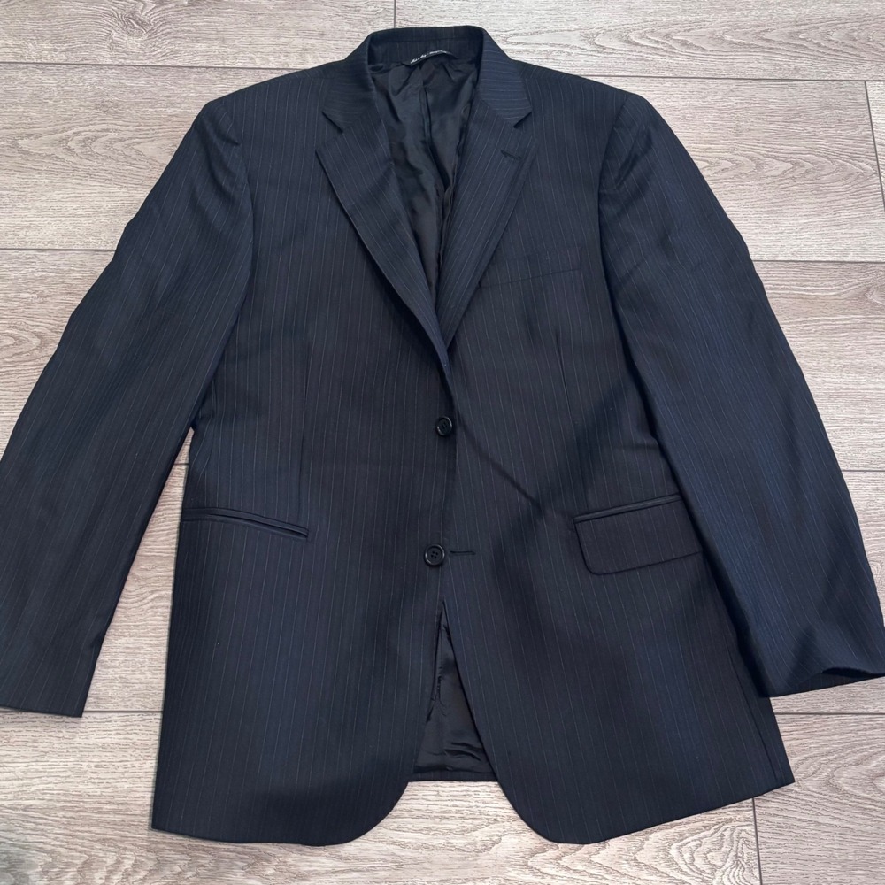 Saks Fifth Avenue Blazer Mens Slim Fit Black Pinstripe Ermenegildo Zegna